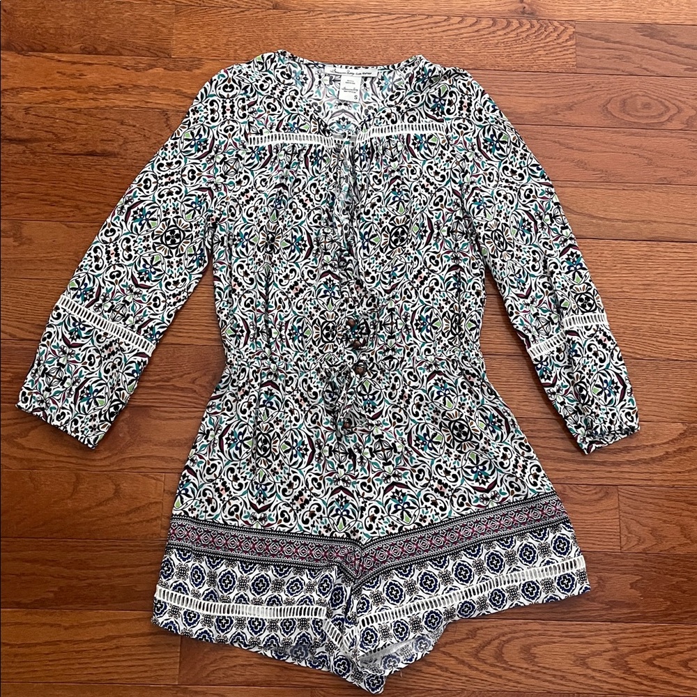 AMERICAN RAG CIE Shorts Romper Jumpsuit Long Sleeve, Women's S